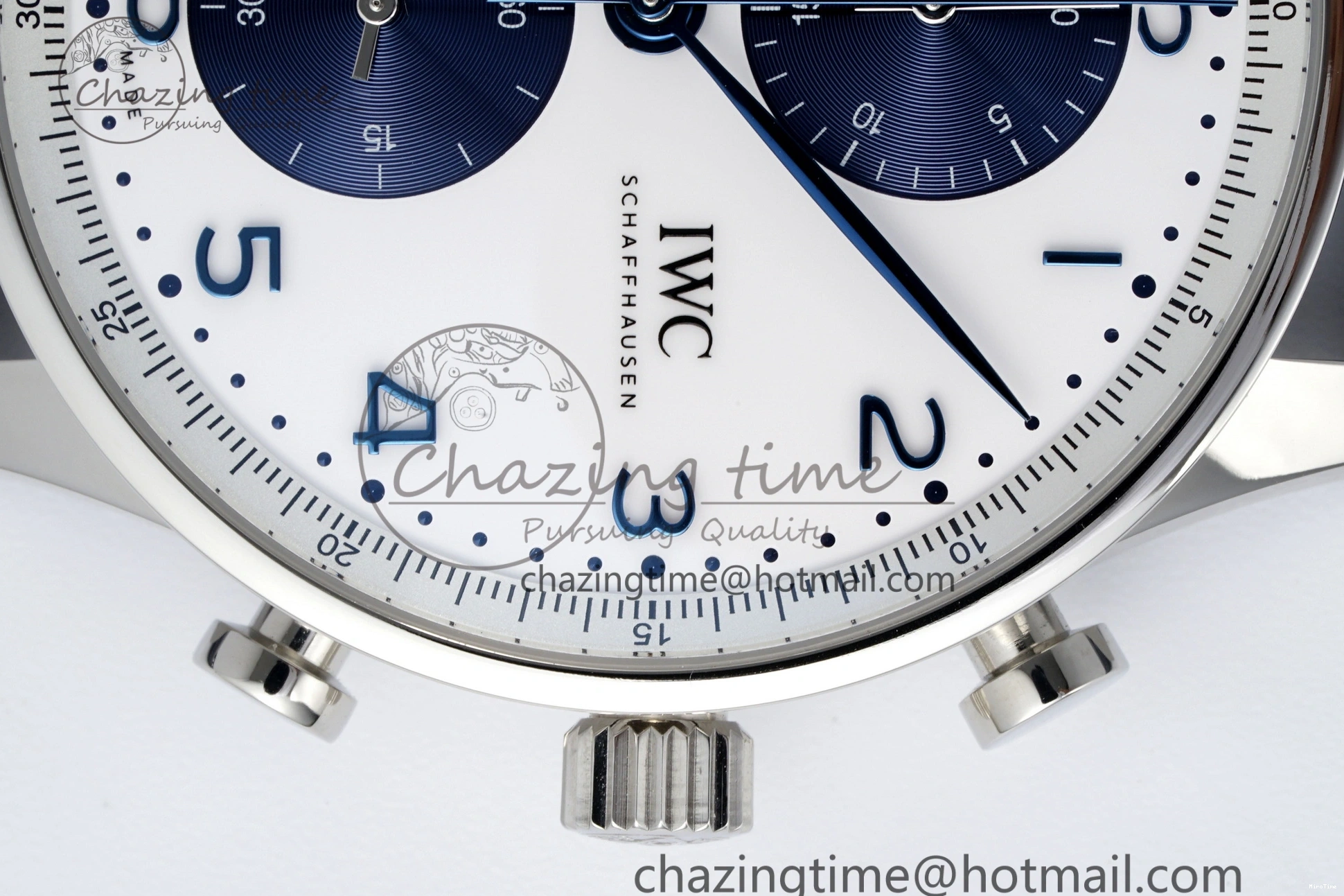 MIROTIME 0205 Portuguese Chrono IW371620 APSF 1:1 Best Edition White Blue Dial on Blue Leather Strap A MultiPurpose 7039